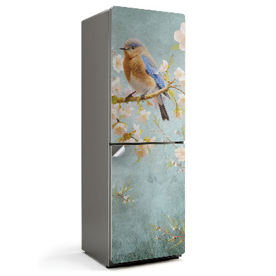 Samolepka na lednici Pták na květnaté větvi