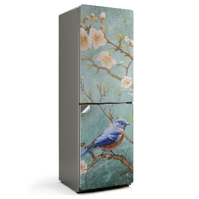 Tapeta na lednici Květinové ptáky na větvi