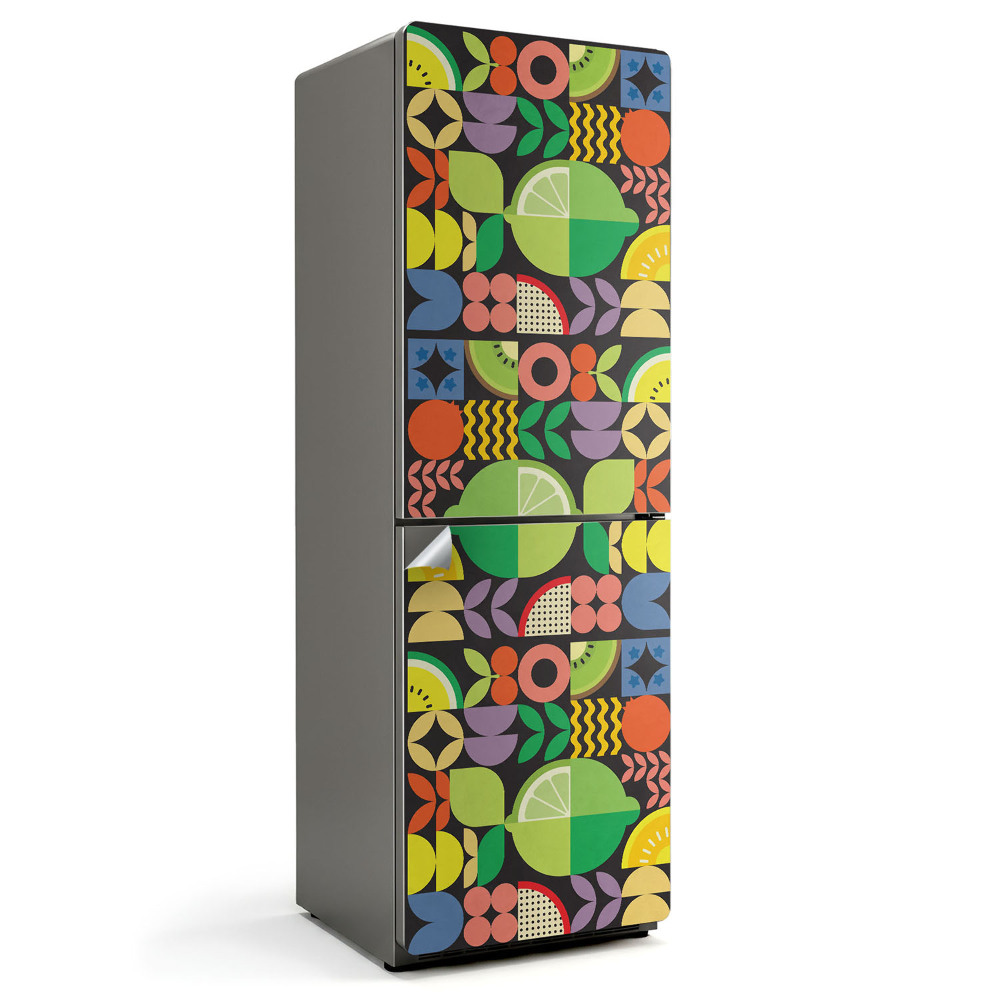 Samolepicí tapeta na lednici Geometrie ovoce v barvách