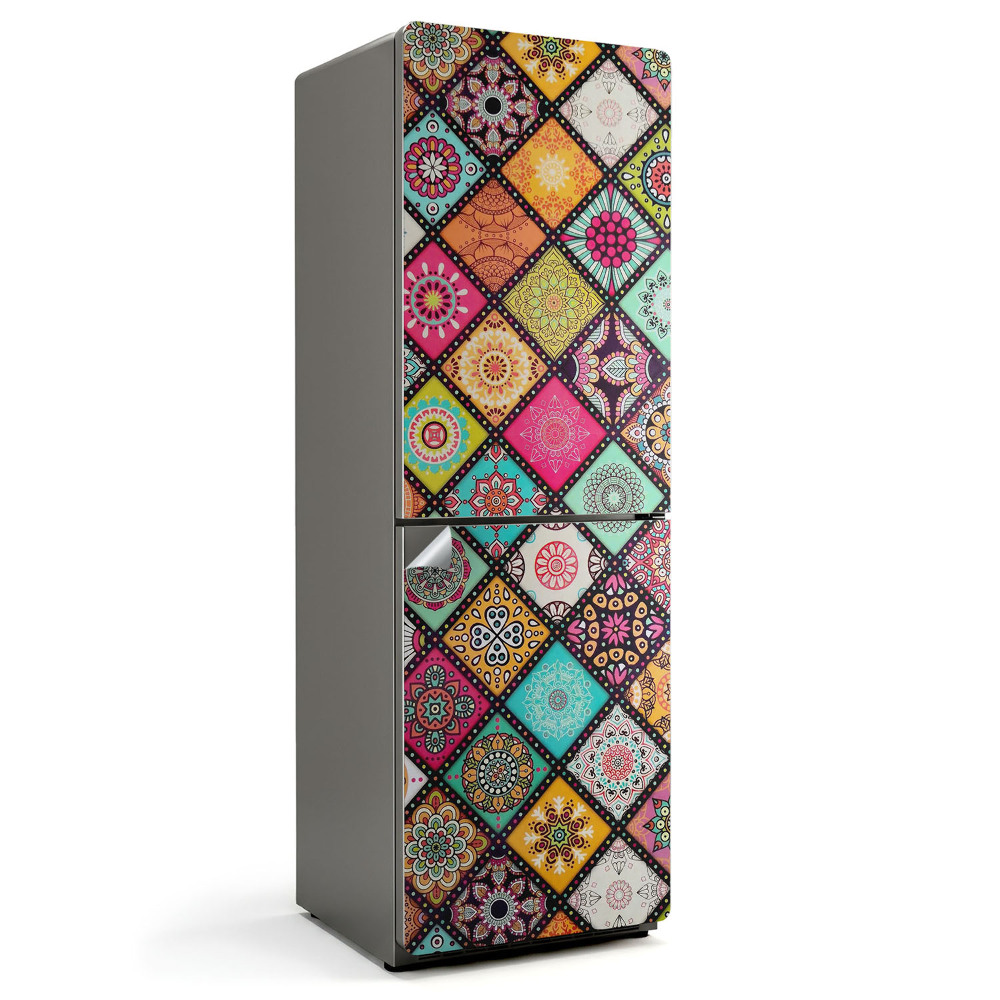 Samolepka na lednici Barevné kosočtverce v dynamických vzorech