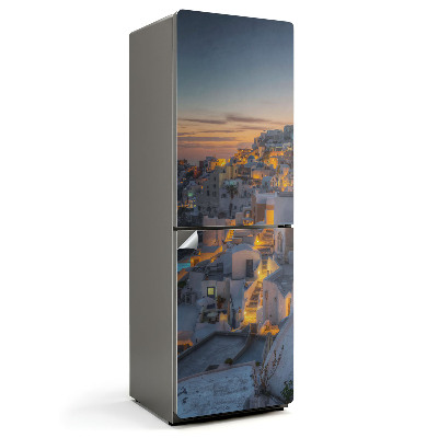 Samolepicí tapeta na lednici Santoriniská krajina v odstínech modré