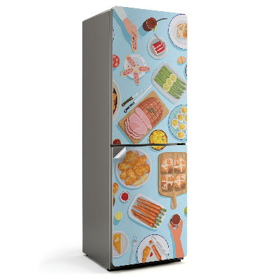 Fólie na lednici Hodování na stole v ilustraci