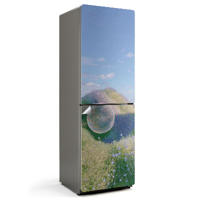 Tapeta na lednici Mýdlové bubliny mezi květinami