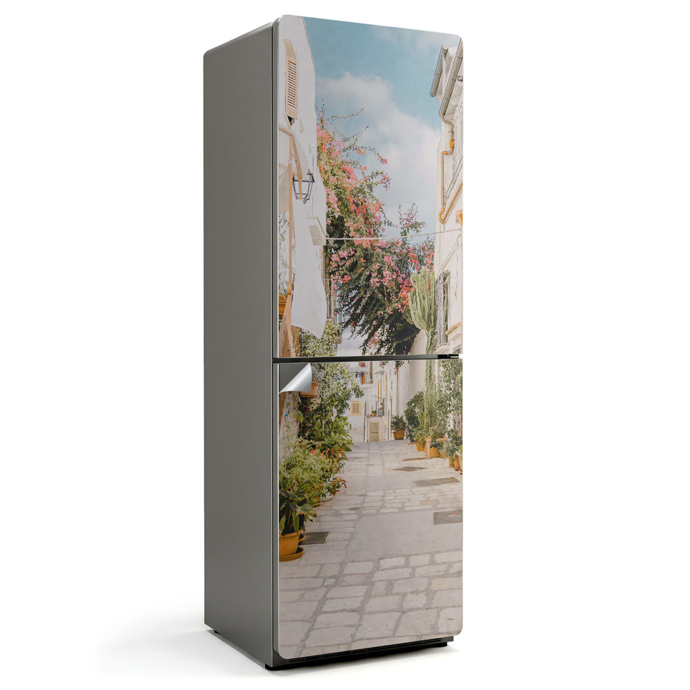 Samolepka na lednici Zelená alej s květinami