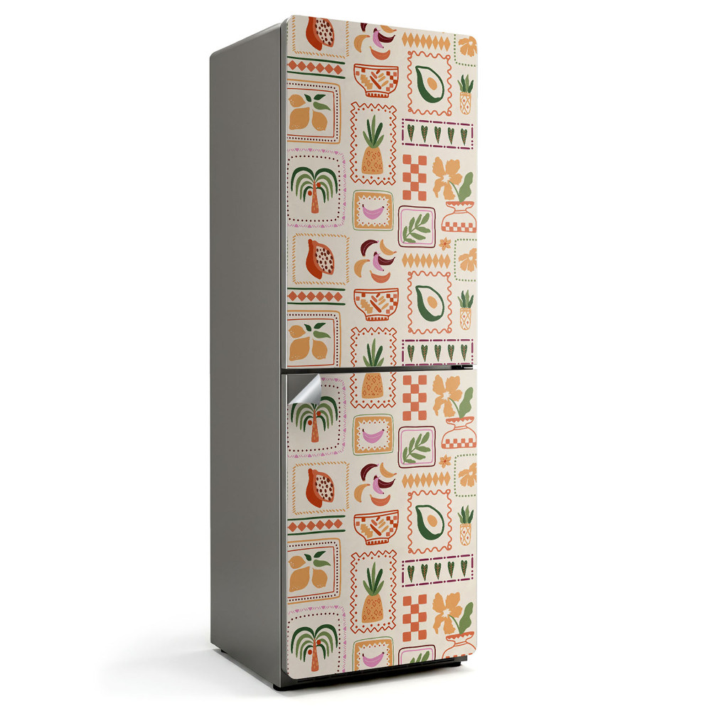 Fólie na lednici Rostlinné a geometrické vzory