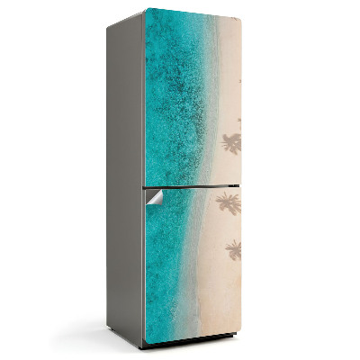 Fólie na lednici Stíny palem na pozadí pláže