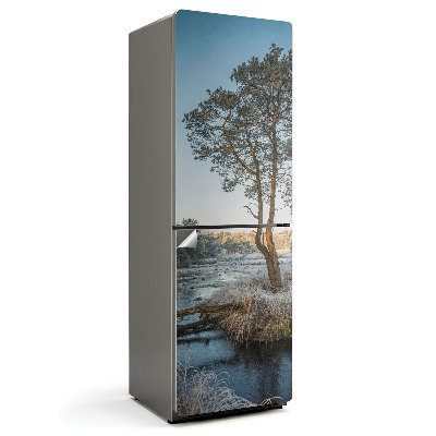 Samolepka na lednici Zimní krajina se stromem