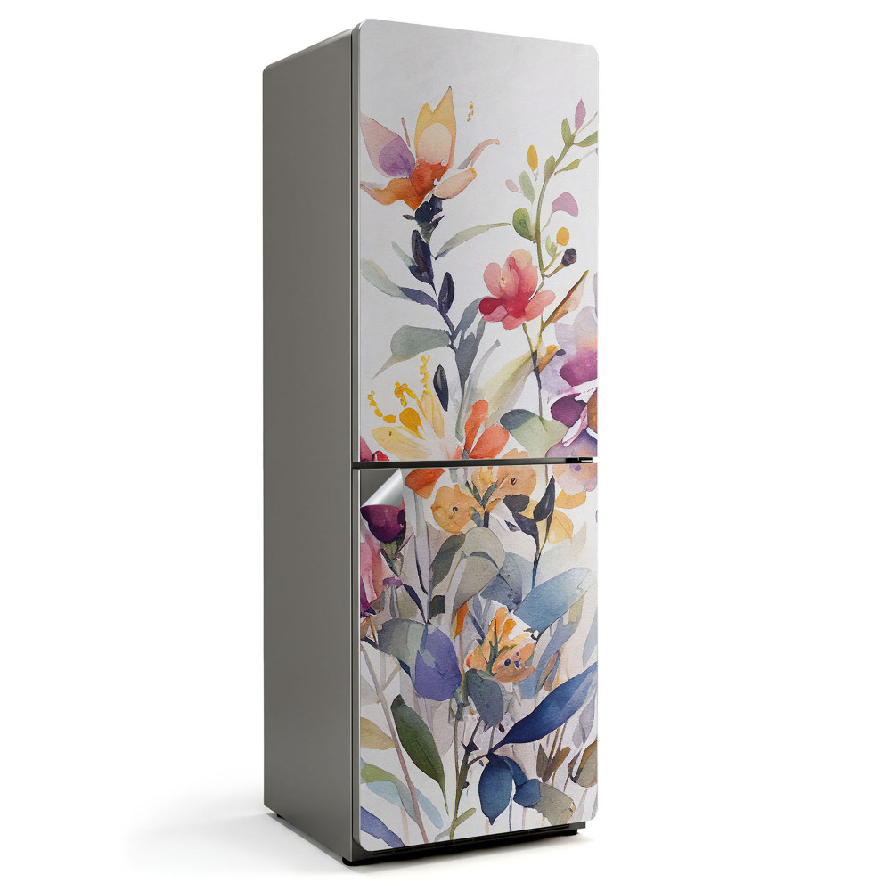 Fólie na lednici Květinový motiv ve stylu akvarelu