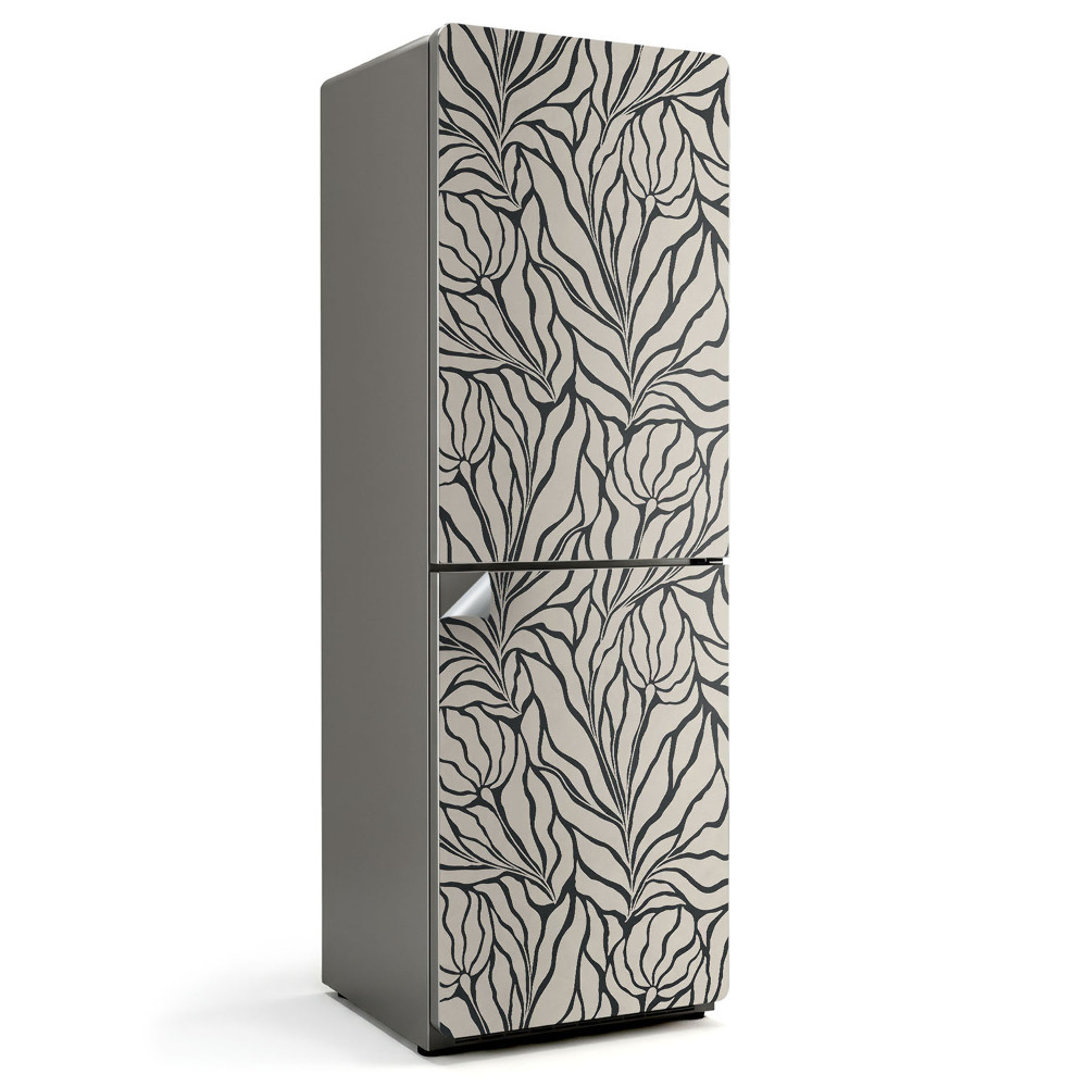 Fólie na lednici Listový vzor ve vlnitém rytmu