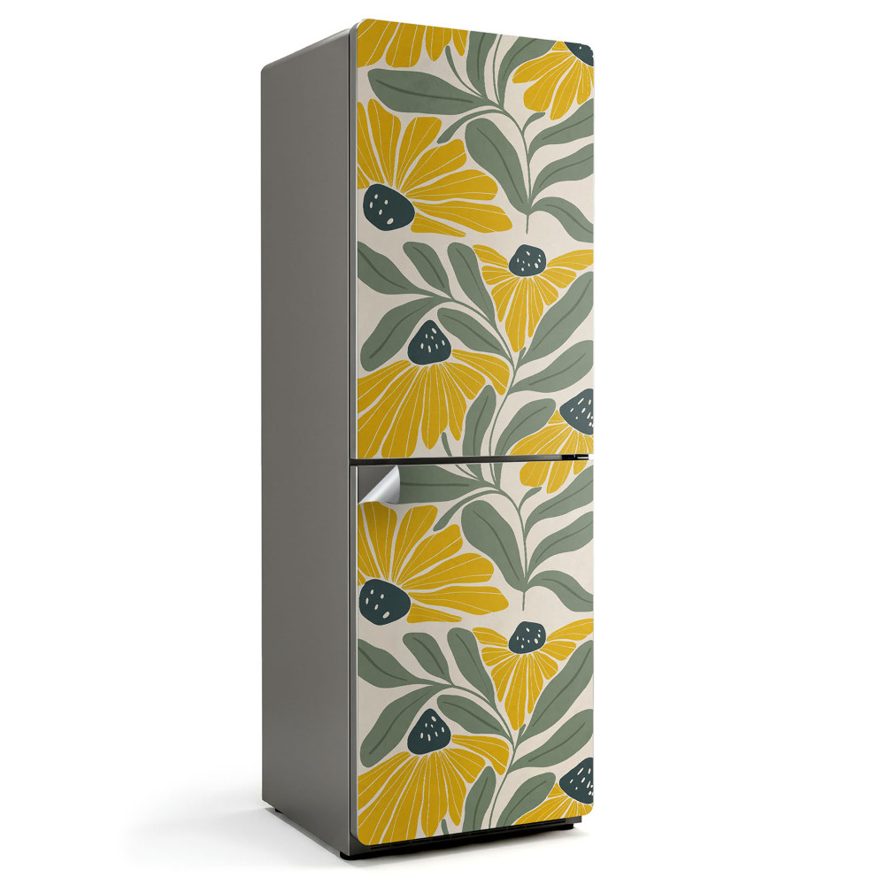 Samolepka na lednici Květinový a listový grafický motiv