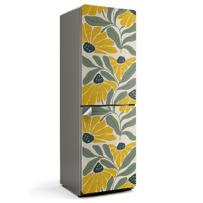 Samolepka na lednici Květinový a listový grafický motiv