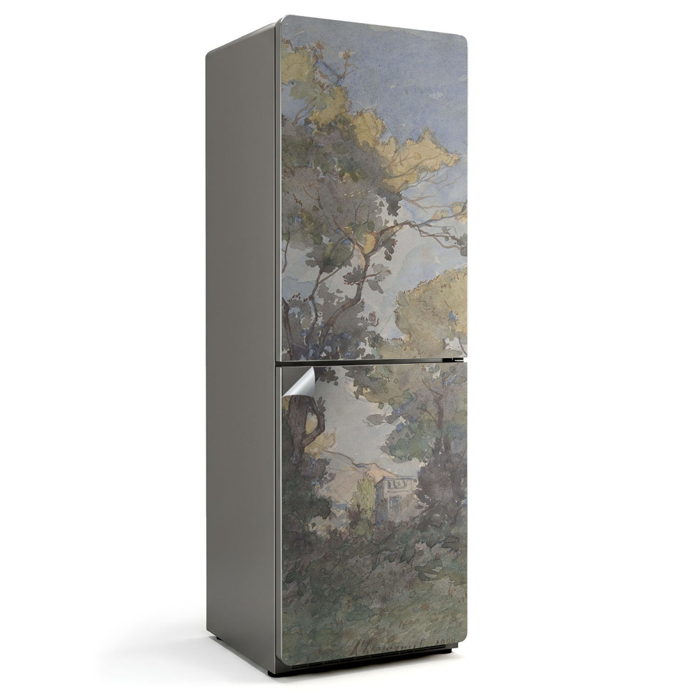 Fólie na lednici Krajinná malba se stromy