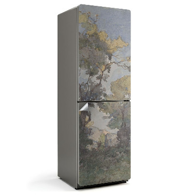 Fólie na lednici Krajinná malba se stromy