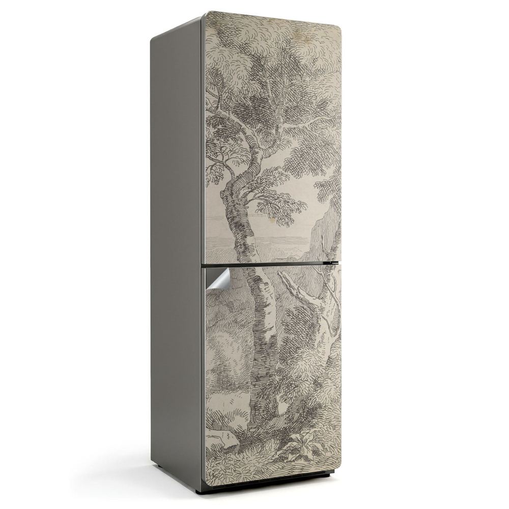 Fólie na lednici Náčrt stromu v archaickém stylu