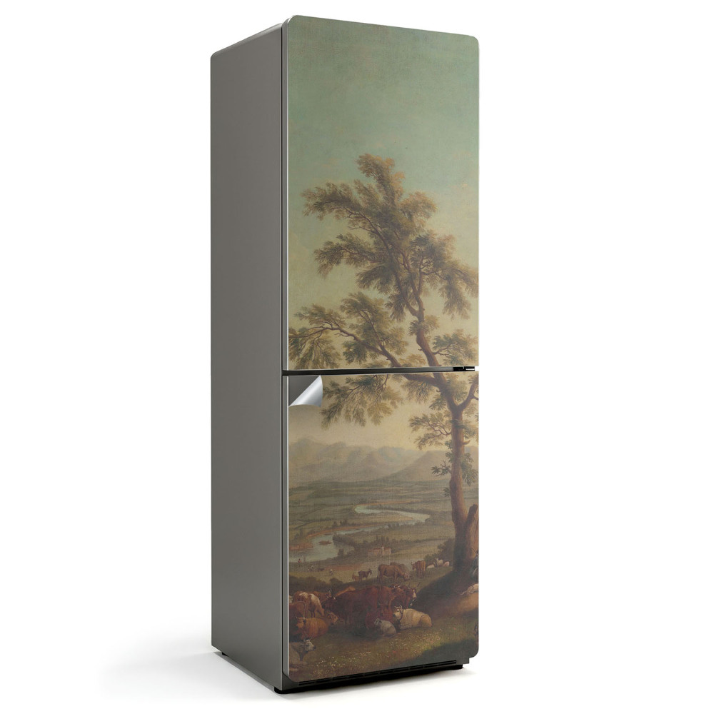 Samolepicí tapeta na lednici Venkovská krajina se stromem