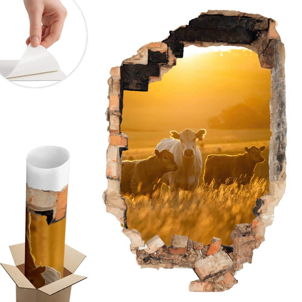 Samolepka na zeď díra 66x100 Venkovská krajina