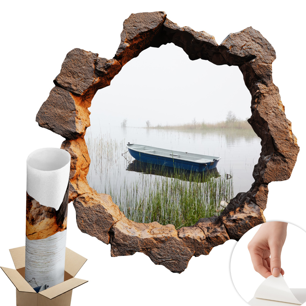 Samolepka na zeď díra 100x99 Kamenné jezero