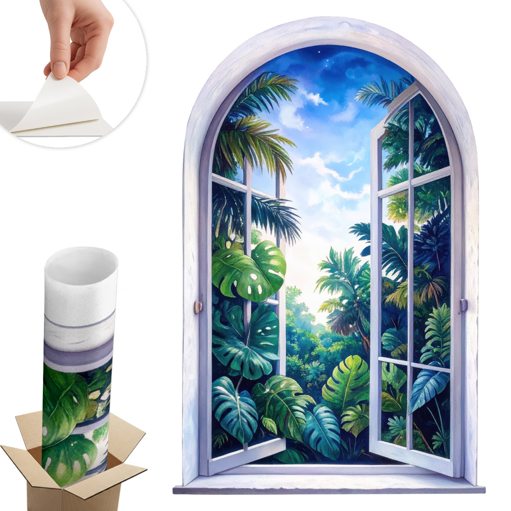 Fototapeta okno 3D 66x100 Tropický výhled