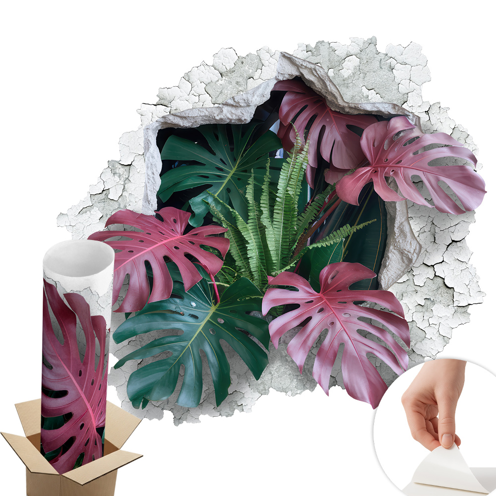 Samolepka na zeď díra 100x91 Tropické složení