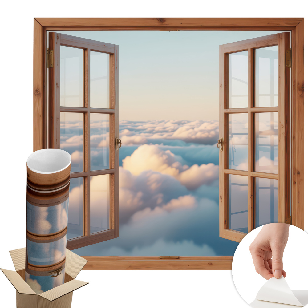 Fototapeta okno 3D 100x93 Mraky na obloze