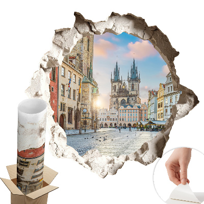 Samolepka na zeď díra 100x95 Městský trh