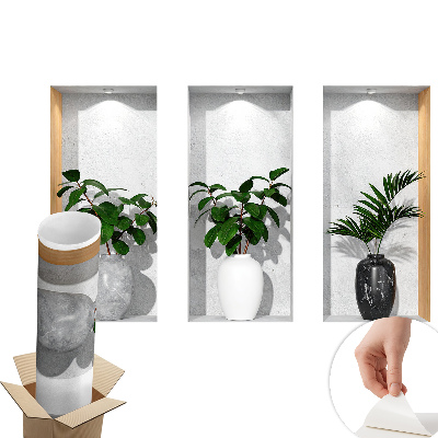Samolepka na zeď 3D 100x62 Rostlinné výklenky