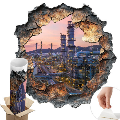 Samolepka na zeď díra 126x130 Rafinérské věže