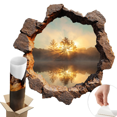 Samolepka na zeď díra 130x129 Krajina skrz skály