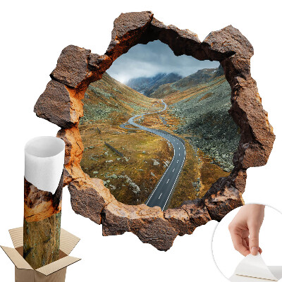 Samolepka na zeď díra 130x129 Horská túra