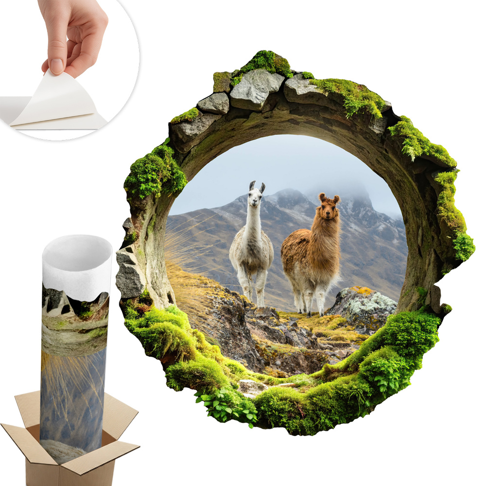 Samolepka na zeď díra 121x130 Horská oáza