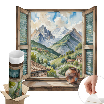 Fototapeta okno 3D 130x120 Horská krajina