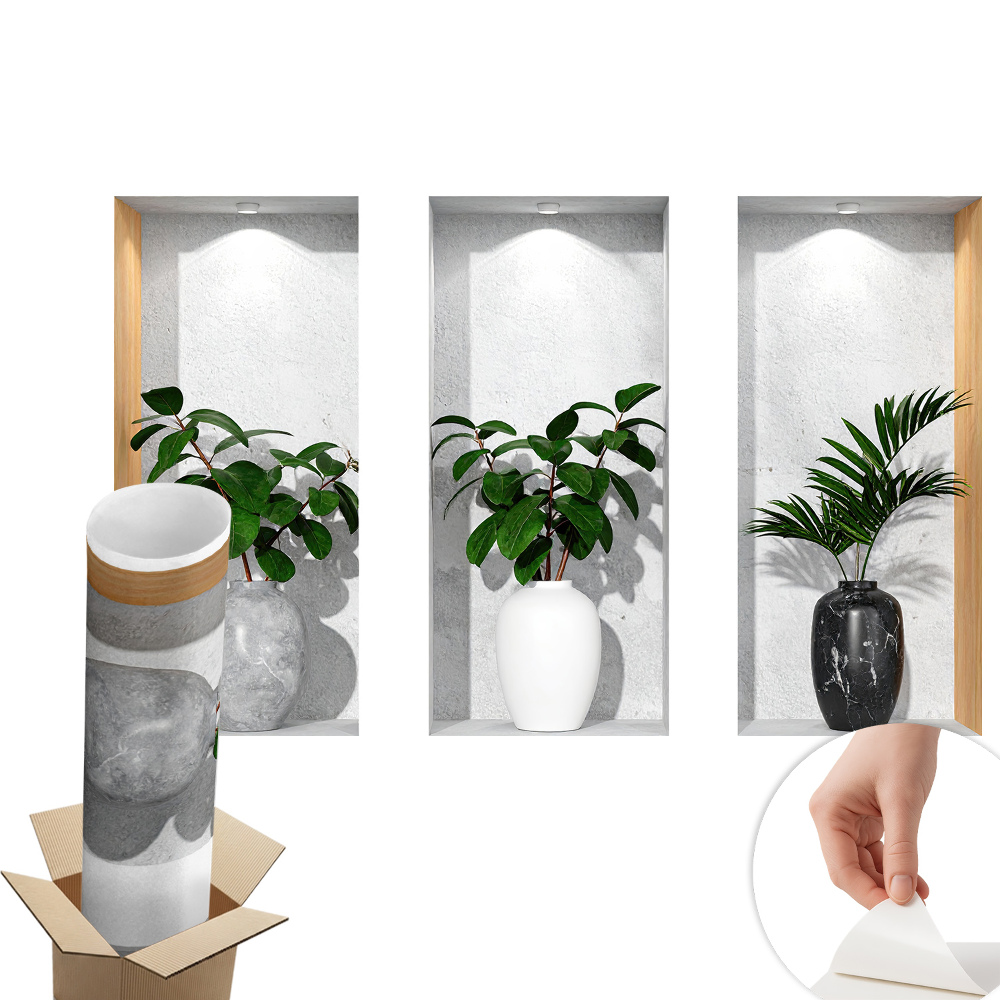 Samolepka na zeď 3D 130x81 Rostlinné výklenky