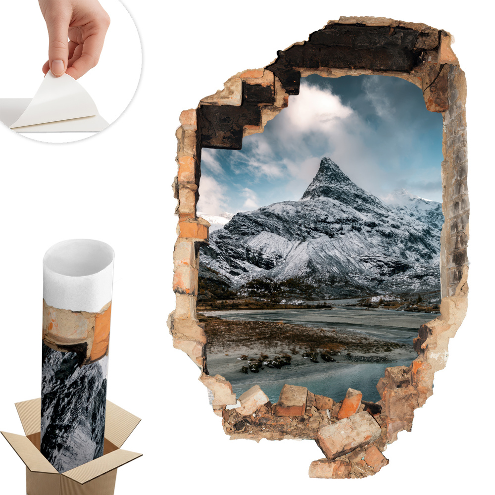 3D samolepka díra 40x60 Horské panorama