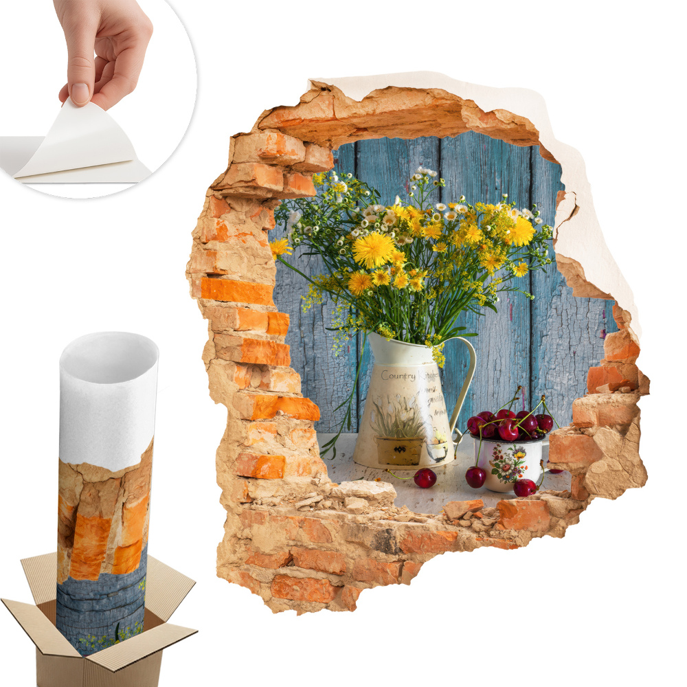 3D samolepka díra 51x60 Venkovská krajina