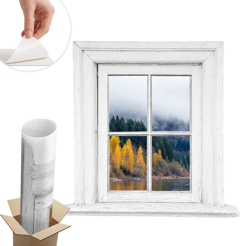 Nálepka imitace okna 61x60 Okno krajiny