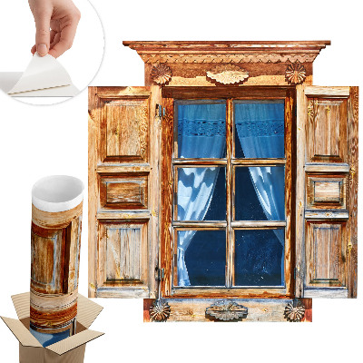 Nálepka imitace okna 58x60 Rustikální okno