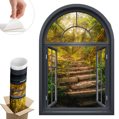 Nálepka imitace okna 41x60 Lesní okno