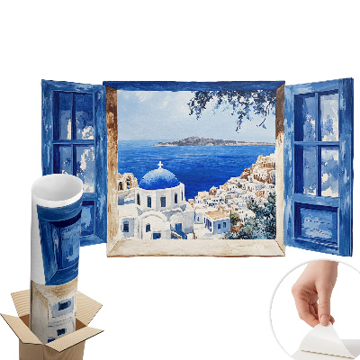 Nálepka imitace okna 60x35 Řecká krajina