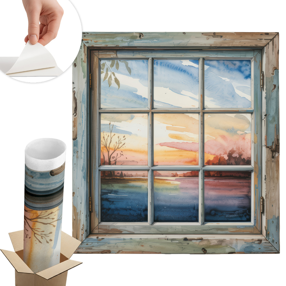 Nálepka imitace okna 56x60 Akvarely oken