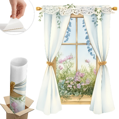 Nálepka imitace okna 44x60 Záclony s výhledem