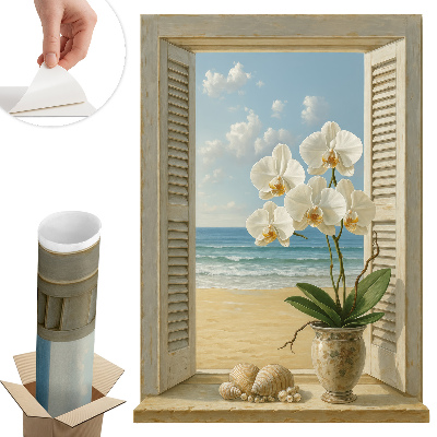 Nálepka imitace okna 43x60 Mořské okno