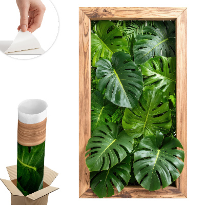 Nálepka imitace okna 34x60 Listy monstery