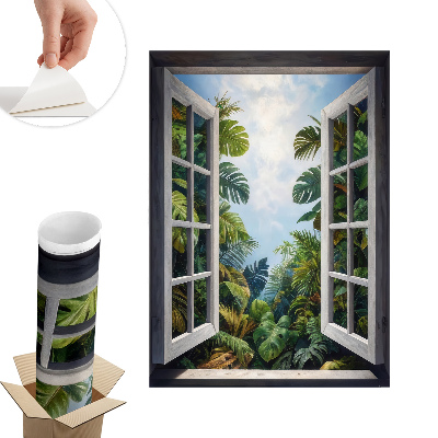 Nálepka imitace okna 43x60 Exotický výhled