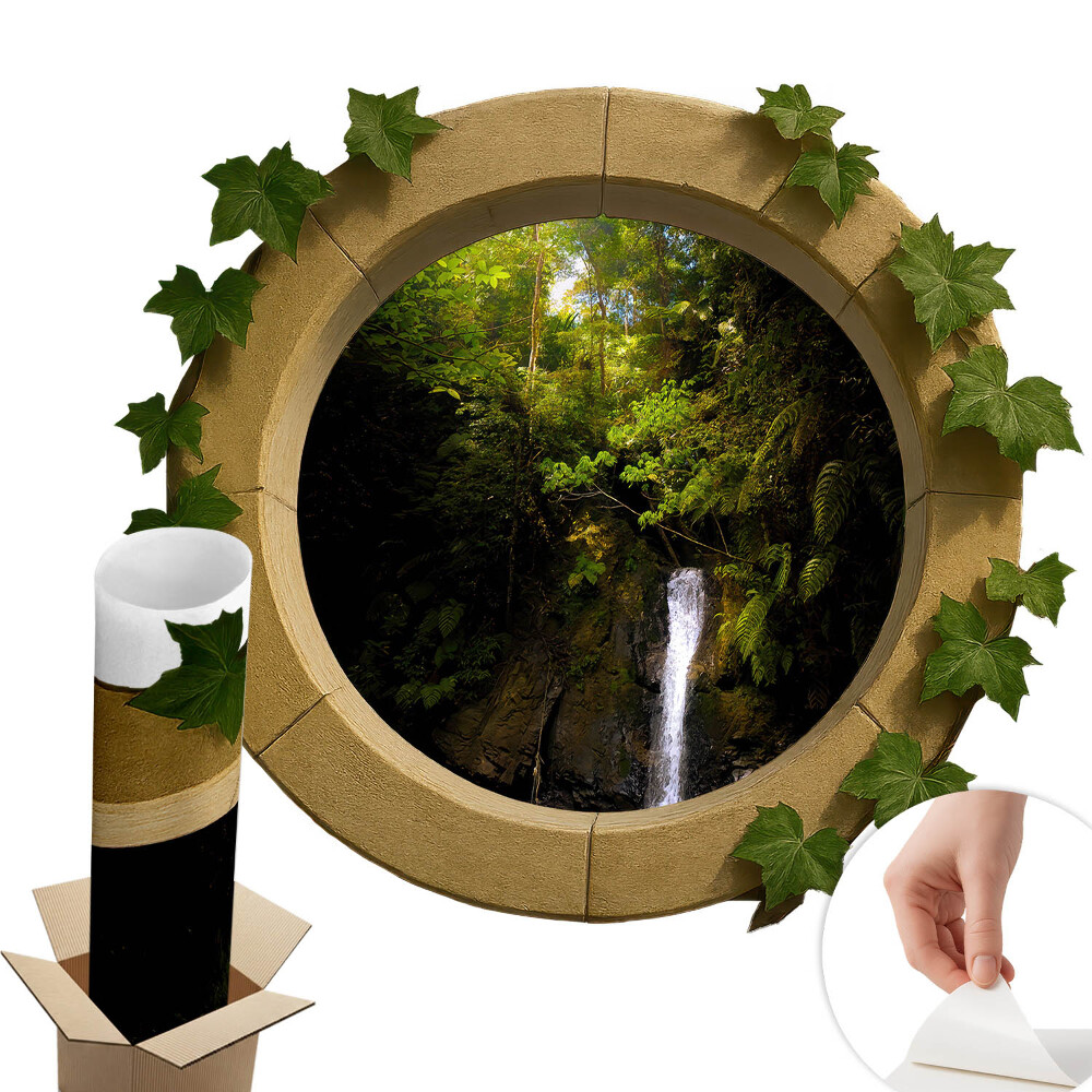 Nálepka imitace okna 60x52 Zelená krajina