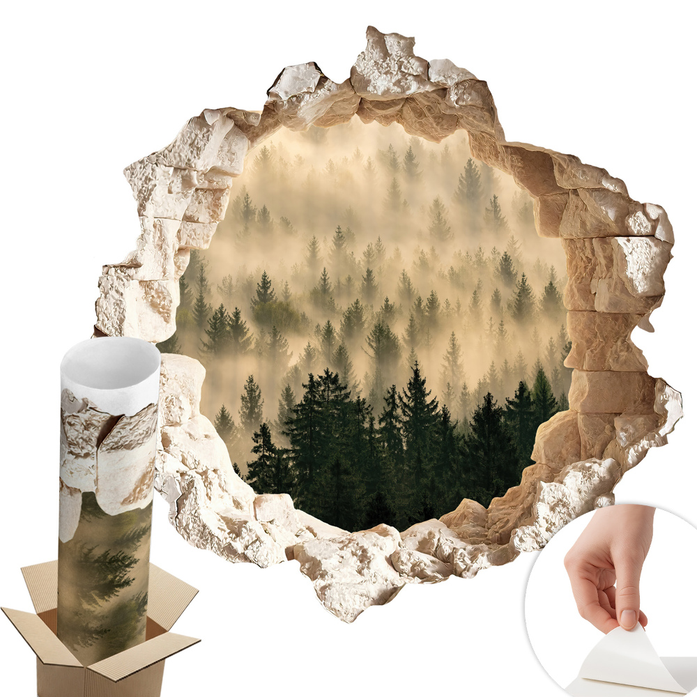 3D samolepka díra 60x58 Mystický les