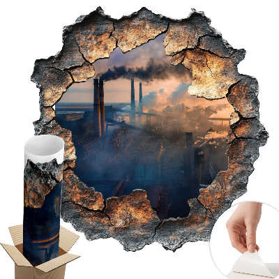 3D samolepka díra 77x80 Průmyslová krajina