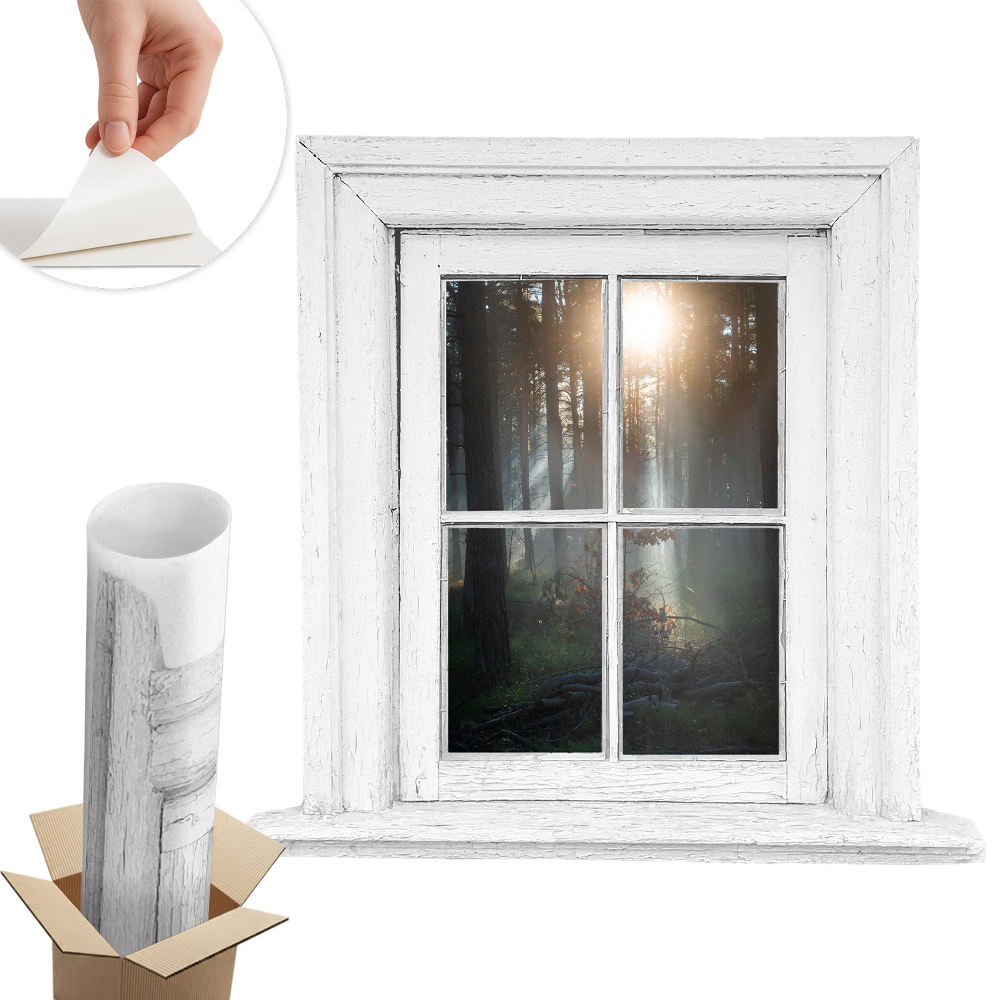 Nálepka imitace okna 82x80 Lesní okno