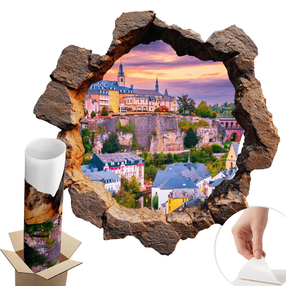 3D samolepka díra 80x79 Kamenné okno