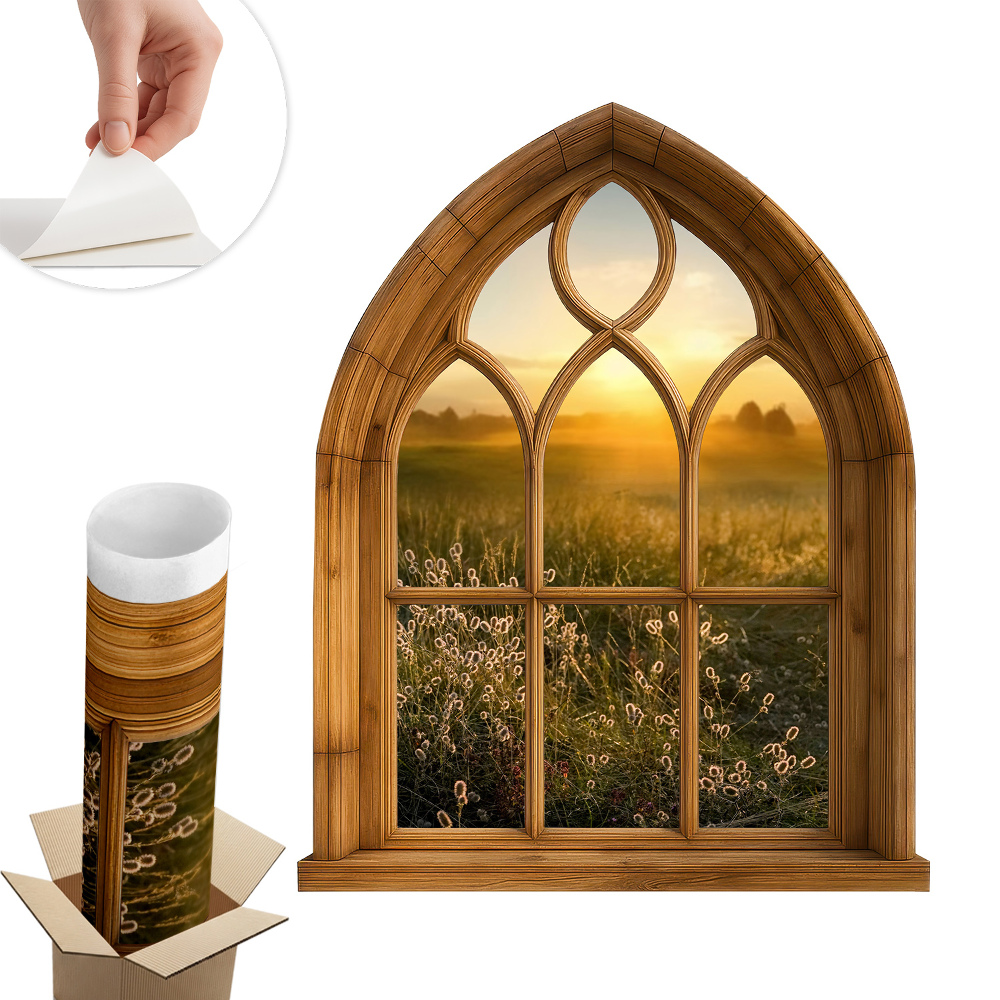 Nálepka imitace okna 64x80 Okno Krajina