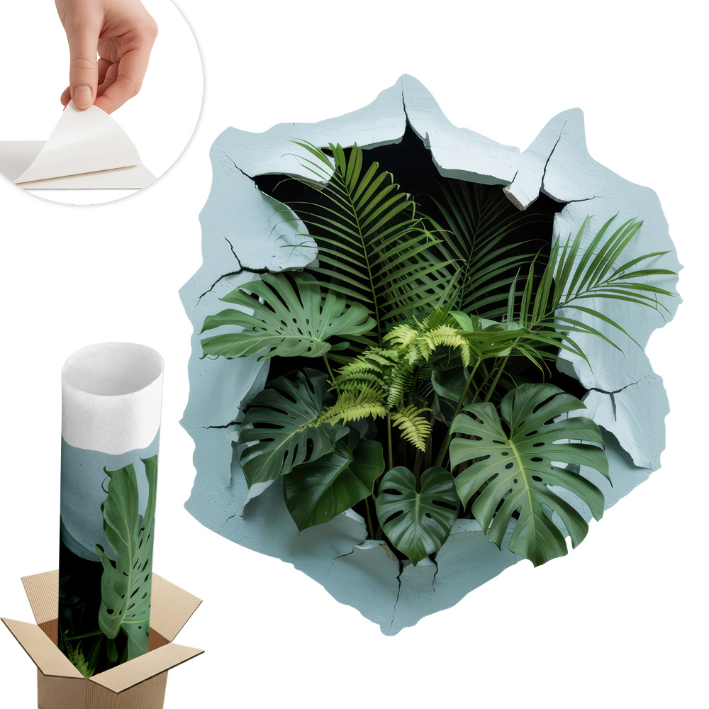 3D samolepka díra 72x80 Výbuch rostliny